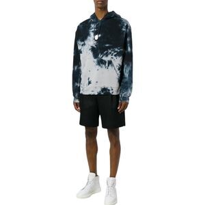 Alexander Wang Mens Blue & White tie Dye Classic Black Hoodie Size 50=XL